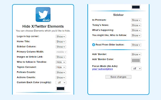 Hide X Twitter Elements: Elimina distracciones en X al instante - Screenshot 1
