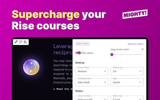 Mighty! para Articulate Rise 360 – Mejora tus cursos gratis - Screenshot 1