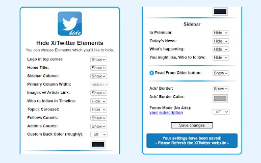 Hide X Twitter Elements: Elimina distracciones en X al instante - Screenshot 2