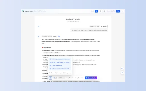 Save ChatGPT to Notion: Exporta tus chats fácilmente - Screenshot 3