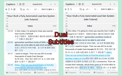 vCaptions: Subtítulos IA y Traducción para YouTube y Bilibili - Screenshot 3