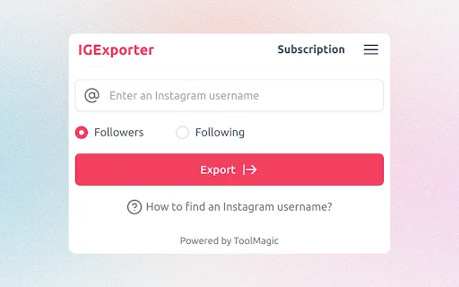 IExporter: Exporta Seguidores de Instagram a Excel y CSV Fácil - Screenshot 1