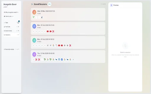 Incognito Saver: Guarda y restaura tus pestañas de incógnito - Screenshot 2
