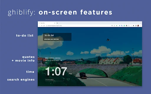 Ghiblify: Nueva pestaña con estética Studio Ghibli – Descargar - Screenshot 2